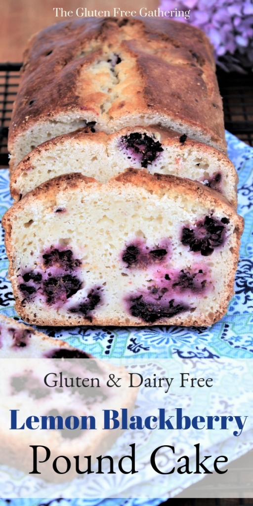 Gluten Free Lemon Blackberry Pound Cake {Dairy Free} - The Gluten Free Gathering #glutenfree #dairyfree #poudcake #cake #blackberries #lemon