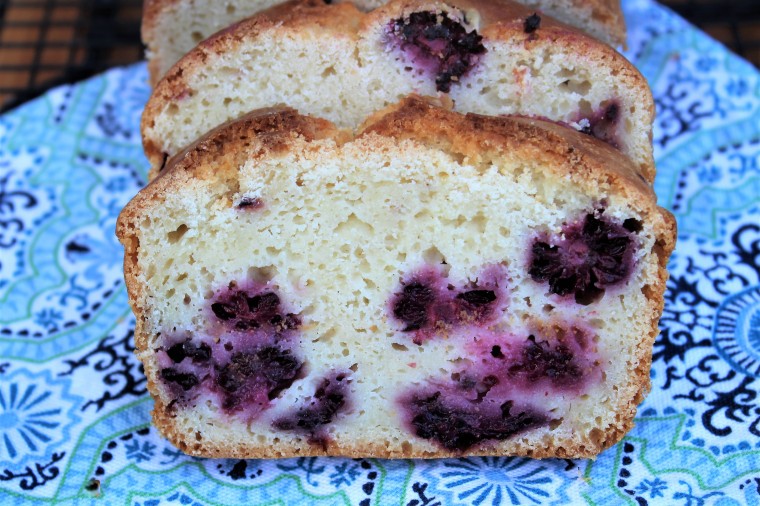 Everything that you love about pound cake now in this delicious Gluten Free Lemon Blackberry Pound Cake {Dairy Free}.  Filled with chunks of fresh blackberries and lemon juice and zest, this is the perfect summer pick me up.